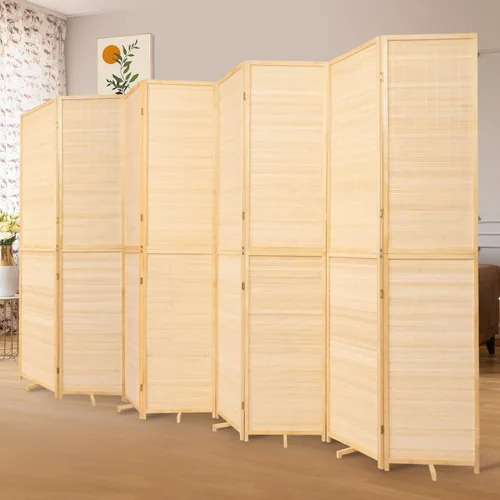Miniatura 9 de Divisor de pared de bambú de 6 paneles, 106 pulgadas de ancho x 67 pulgadas de alto, diseño plegable con base extra estable, pantalla divisora