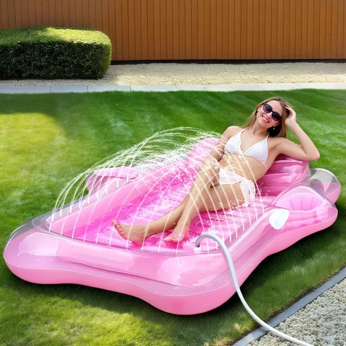 Miniatura 8 de Snowalva Inflatable Tanning Pool Lounger Float, Pool Floats Adult with Automatic Spray Cooling, 5 in 1 Suntan Tub Raft Floatie, Sunbathing Bed