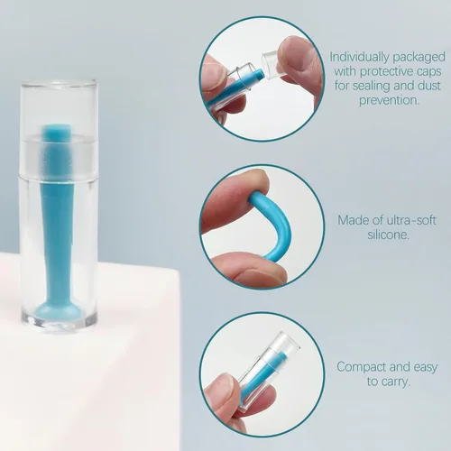 Miniatura 4 de Paquete de 12 herramientas de silicona para quitar lentes de contacto duro, aplicador de lentes esclerales duras con agarre de ventosa (azul)