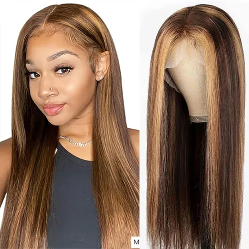 Miniatura 47 de SENSAIRUITE Peluca Rizada Ombré con Reflejos Rubio Miel Peluca con Diadema Cabello Humano 12 Pulgadas Onda Profunda Densidad 180% Pelucas