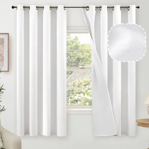 Miniatura 103 de Cortinas Opacas de Lino Azul Bebé para Guardería de 40 Pulgadas de Largo, 2 Paneles, Cortinas Cortas con Aislamiento Térmico Boho de Bloqueo Total
