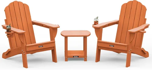 Miniatura 54 de Silla Adirondack plegable, silla Adirondack de HDPE con 2 soportes para tazas, sillas para fogatas al aire libre de fácil montaje para patio