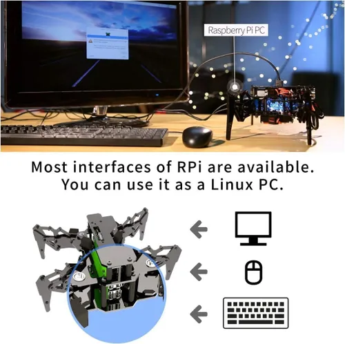 Miniatura 6 de Adeept DarkPaw Bionic - Kit de robot araña cuadrúpedo compatible con Raspberry Pi 4 3 Modelo B+/B, robot de rastreo STEM, OpenCV, autoestabilizador