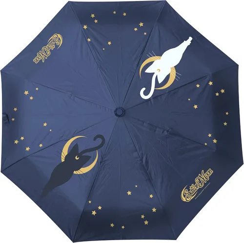 ABYstyle Sailor Moon Luna & Artemis - Paraguas plegable portátil semiautomático con bolsa de transporte a juego, accesorios de anime Manga regalo