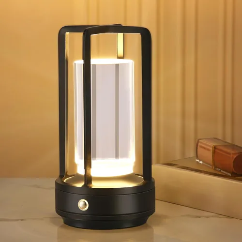 Anxingtools Lámpara de Mesa Portátil de Metal, Lámpara de Mesa Inalámbrica, Lámpara de Escritorio LED Portátil Recargable con Batería, Atenuación