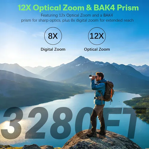Miniatura 4 de Binoculars with Camera and Night Vision - 12x42 Digital Binoculars with 2.4" IPS Screen, 7 IR Modes for 200-300m in Darkness, for Adults Bird