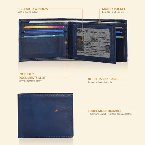 Miniatura 98 de Carteras RFID delgadas para hombres - Cartera de bolsillo frontal de piel genuina