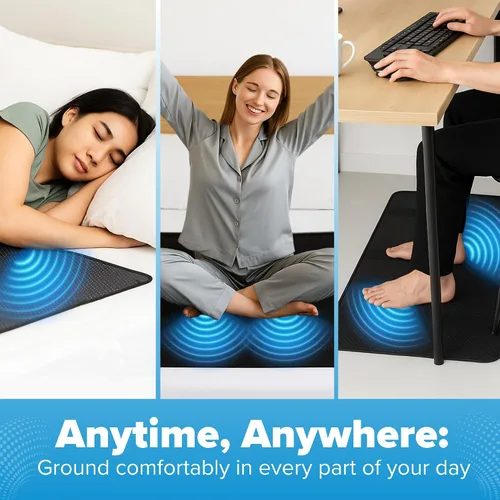 Miniatura 7 de Grounding Mat for Bed Earthing Mat Grounding Pad PU Leather Conductive Sleep Pad with Breathable Surface, Surge-Resistant Cord – Anti-Slip, Easy