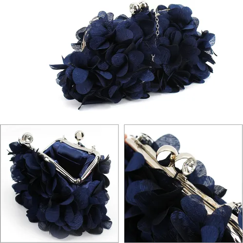 Miniatura 6 de Buddy - Bolso de mano de satén suave para mujer, con forma de rosa, para boda, fiesta