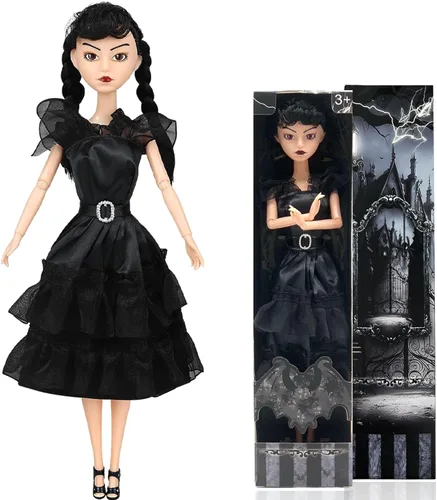 Miniatura 8 de Dumwick Muñeca Adams de 11.5" con Caja de Regalo, Tacones Altos, Vestido Negro y Cabello, Regalo de Juguetes Perfecto para Navidad y Cumpleaños