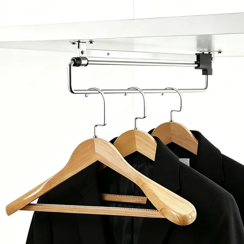 Miniatura 6 de Closet Pull Out Autuwintor - Barra de valet extraíble para armario, barra ajustable para ropa, montaje lateral con tornillos de montaje, acero