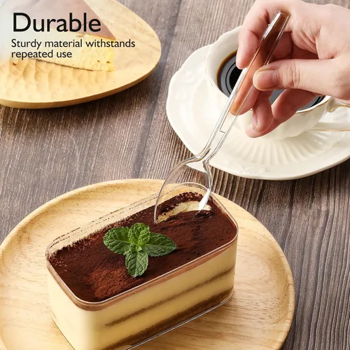 Miniatura 3 de [100 unidades] Cucharas de plástico transparente resistentes, cucharas desechables de alta calidad, cubiertos de plástico duraderos para fiestas