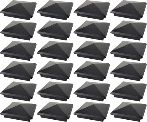 Miniatura 24 de Tapa de aluminio en forma piramidal para postes de madera, color negro (4 unidades)