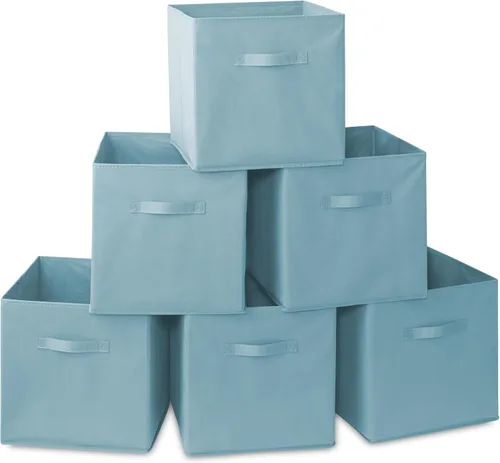Miniatura 15 de Casafield juego de 6 cubos de almacenamiento plegables de tela, canastas de tela plegables de 11 pulgadas, para estantes, cubos organizadores