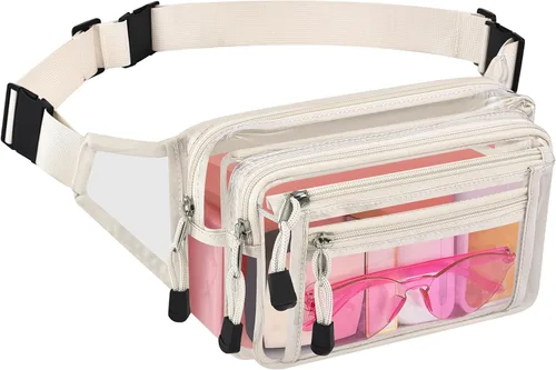 Miniatura 25 de Riñonera transparente aprobada por estadios para mujeres, para el trabajo, bolsa de cintura multiusos para viajes y eventos deportivos, Aguamarina