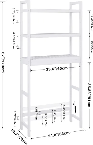Miniatura 3 de SMIBUY Estante de almacenamiento de baño, estante organizador de bambú sobre el inodoro, ahorro de espacio de inodoro independiente con estantes