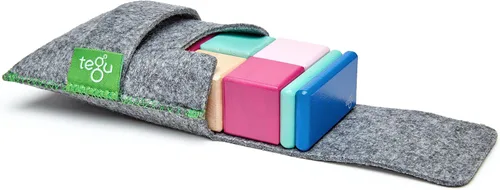 Miniatura 3 de Juego de bloques de madera magnéticos Tegu Pocket Pouch de 8 piezas, Blossom