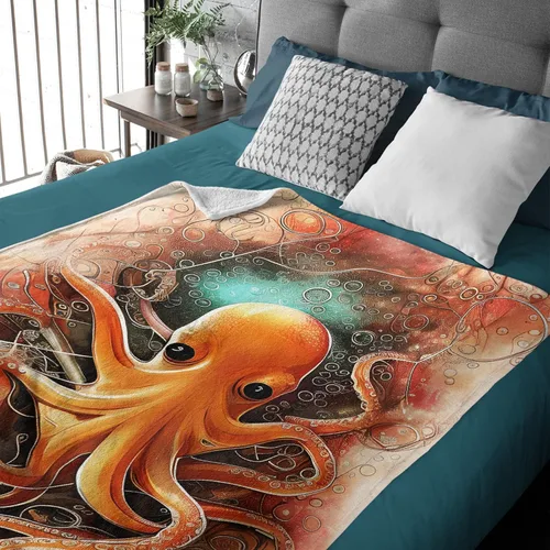 Miniatura 3 de Hermosa manta decorativa de pulpo que te brinda comodidad, cálida y suave como regalo para los amantes de las mantas, manta ligera para sala