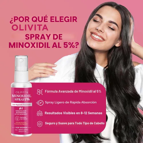 Miniatura 3 de Spray de minoxidil al 5% para el crecimiento del cabello de las mujeres: tratamiento de recrecimiento capilar extra fuerte, revitaliza los folículos