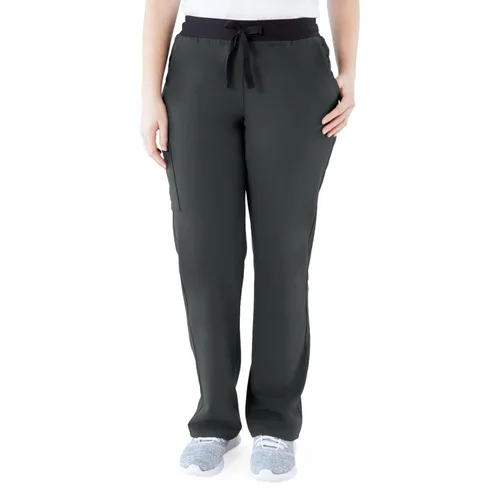 Miniatura 26 de ave. Varick - Pantalón médico de tiro medio para mujer, pierna recta, seis bolsillos, color azul caribeño, talla S