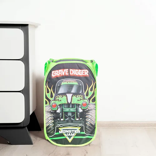 Miniatura 4 de Jay Franco Monster Jam Grave Digger Cesta Emergente - Cesta de Malla para Ropa Sucia/Bolsa con Asas Duraderas Monster Jam - Cavador de tumbas