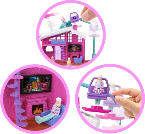 Miniatura 3 de Sets de casas de muñecas Barbie Mini Land, mini casa de los sueños con muñeca sorpresa de 3.8 cm, muebles y accesorios, además con ascensor