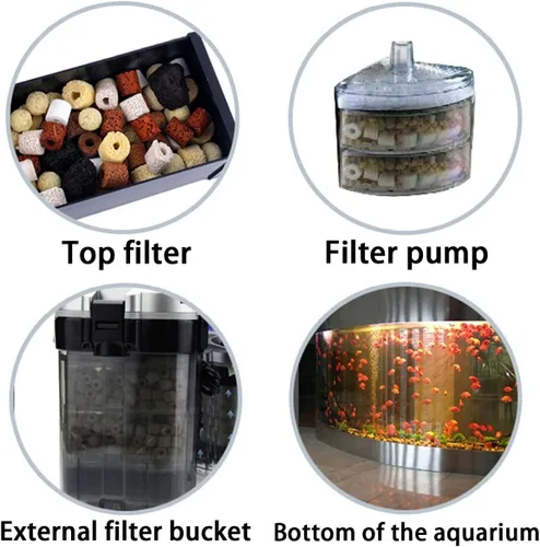 Miniatura 2 de GOLDEAL Bio Balls - Juego de anillos de cerámica, medios de filtro biológico para acuario con bolsa de malla para pecera y estanque, filtro