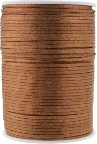 Miniatura 123 de Mandala Crafts Cordón de Satén de Nailon 2mm Cordón Rattail Champagne - 100 Yardas Cordón de Nailon Chino para Nudos Cordón de Seda Cola de Rata