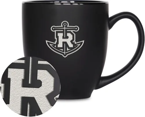 Miniatura 32 de Rico Industries - Taza de cerámica mate negra con grabado láser estándar de 15oz para NCAA (escuelas T & U) - Para bebidas calientes o frías
