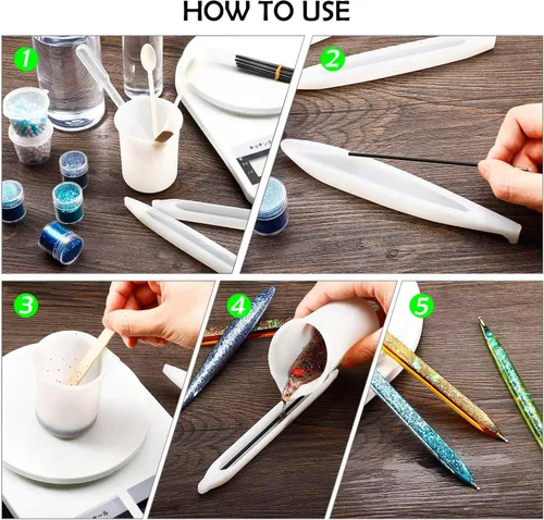 Miniatura 4 de 3 moldes de resina para bolígrafo, moldes de resina epoxi con 45 recambios de bolígrafo de tinta, moldes de silicona para bolígrafos de silicona