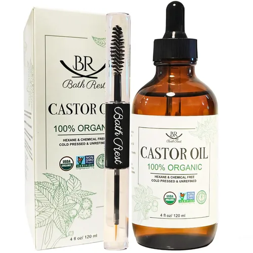 Aceite de ricino orgánico 100% puro aceite natural para el crecimiento del cabello, aceite de ricino para piel, pestañas, uñas, cara, pestañas,