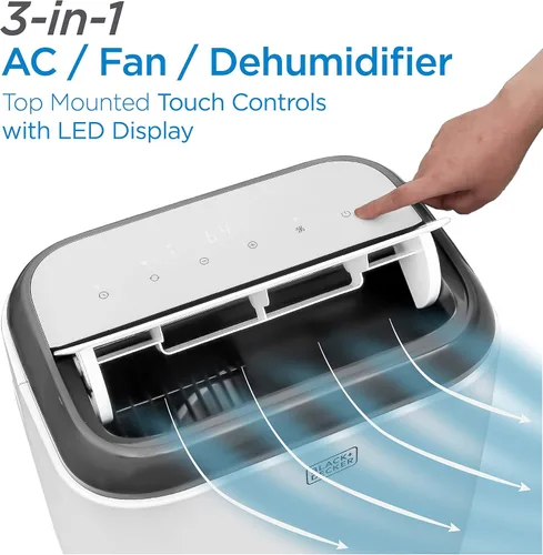 Miniatura 3 de BLACK+DECKER Aire acondicionado portátil, 10,000 BTU (6,000 BTU SACC) para habitaciones de hasta 450 pies cuadrados, CA portátil con control remoto