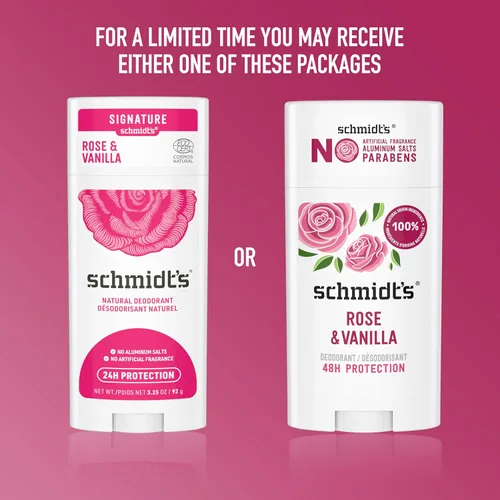 Miniatura 5 de Schmidt's Desodorante vegano sin aluminio, rosa y vainilla con protección contra olores las 24 horas, 2 unidades para mujeres y hombres