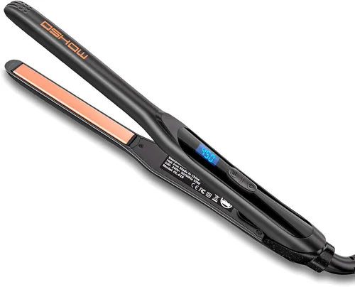 DSHOW Plancha plana de 1/2 pulgada, plancha plana pequeña para cabello corto, mini alisador de pelo de cerámica de turmalina con bolsa, 6 Púrpura