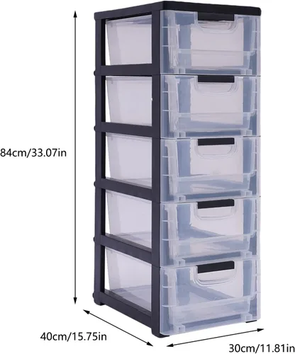Miniatura 2 de Cómoda de plástico para dormitorio, organizador de 5 cajones, armario de almacenamiento vertical moderno para ropa, torre de almacenamiento alta