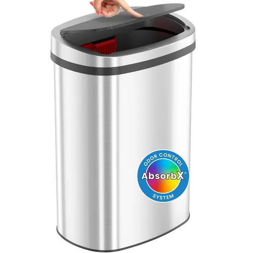 Miniatura 11 de iTouchless Bote de basura automático de 13 galones con tecnología sensor 2.0 y filtro de olor, diseño delgado y sin contacto, ahorro de espacio