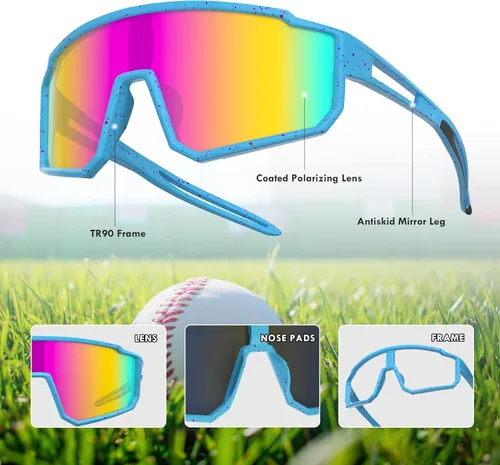 Miniatura 4 de Gafas de sol deportivas polarizadas, protección UV400, para exteriores, para hombres, mujeres, jóvenes, béisbol, ciclismo, correr, conducir, golf