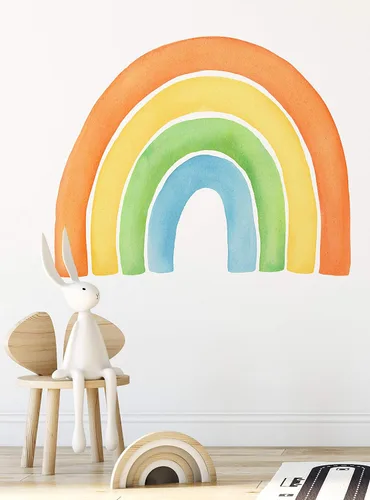 Miniatura 10 de Vinilo adhesivo para pared, diseño de acuarela, arcoíris, despegar y pegar (pequeño, 29.5 pulgadas de ancho x 24 pulgadas de alto, coral)