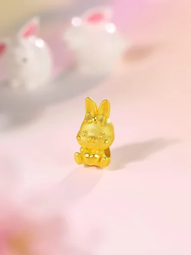 Miniatura 4 de ZHOU LIU FU Pulseras de oro real para mujer, pulsera de conejo de la suerte, joyería de oro de 24 quilates, pulsera roja, dije de oro sólido