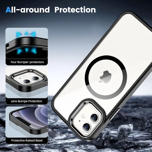 Miniatura 4 de Funda magnética para iPhone 12 y iPhone 12 Pro transparente, [compatible con Magsafe de 12 pies a prueba de golpes] [No amarillenta] Funda delgada