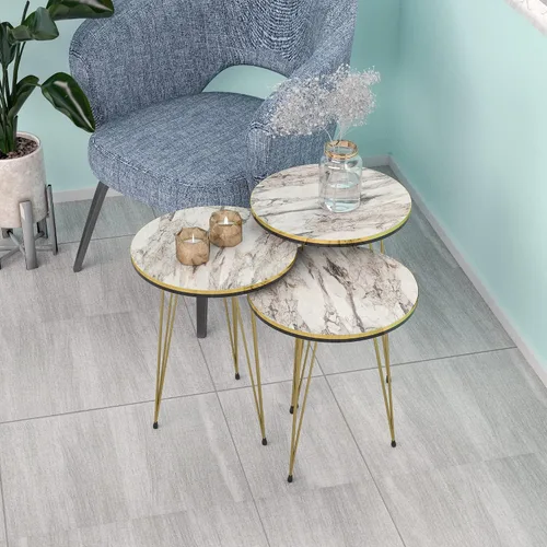Miniatura 11 de Juego de 3 anidadores rectangulares, mesa anidable, base moderna de aspecto de grano de madera para mesas de centro o mesitas de noche, mesa