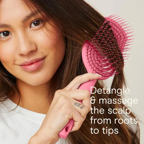 Miniatura 5 de Conair Cepillo desenredante para el cuidado del cuero cabelludo, cepillo para cabello rizado, masajeador de cuero cabelludo, cepillos para el Rosa