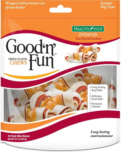 Miniatura 12 de Good'N'Fun - Mini masticables de cuero crudo de triple sabor, 25