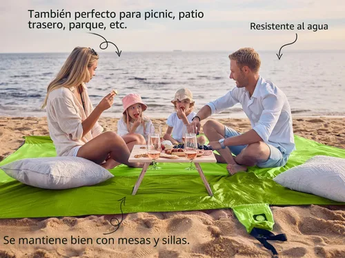 Miniatura 3 de WEKAPO Manta de Playa Resistente a la Arena e Impermeable, Alfombrilla de Playa Extra Grande, Alfombrilla Sin Arena de Tamaño Grande y Compacta
