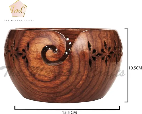 Miniatura 4 de Cuenco Personalizado de Madera de Palisandro para Almacenar Hilo, Soporte y Dispensador de Cuenco para Hilo Sin Enredos, Perfecto Cuenco Grande