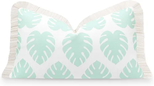 Miniatura 8 de Hofdeco Premium Solo funda de almohada lumbar para patio costero de otoño, 12 x 20 pulgadas, repelente al agua para patio trasero, sofá, borla