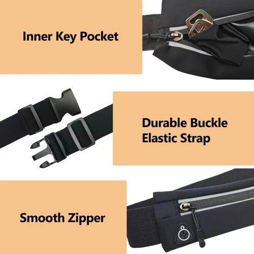 Miniatura 9 de Cangurera delgada para correr para hombres y mujeres, soporte para teléfono para correr, bolsa de cintura para entrenamiento, cinturón de dinero