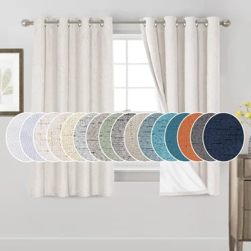 Miniatura 82 de Primitive - Cortinas opacas 100 % de lino texturizado natural para dormitorio, sala de estar, cortinas para ahorra energía, tela de arpillera