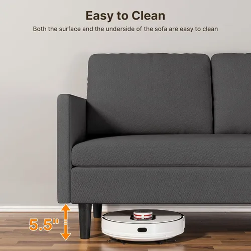 Miniatura 8 de Gizoon Sofá modular modular en forma de L, sofá cama moderno de 4 asientos con módulos desmontables, tela de tela de rizo, 6 patas para sala de Gris