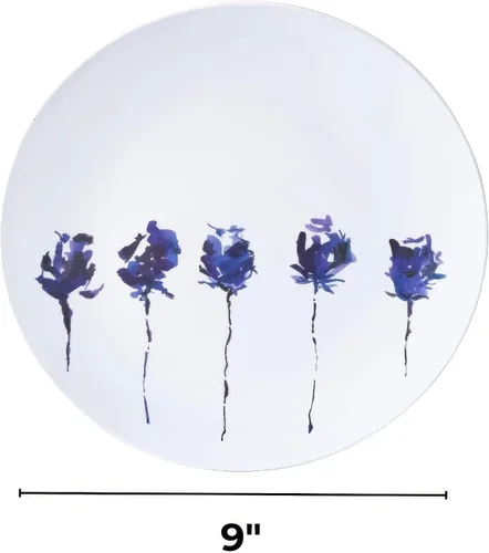 Miniatura 2 de Platos de ensalada de plástico de diseño pintado para fiesta (10 unidades) Juego de vajilla desechable resistente de 9 pulgadas, platos de aspecto